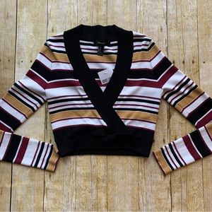 NWT Forever21 Striped Crop Long Sleeve